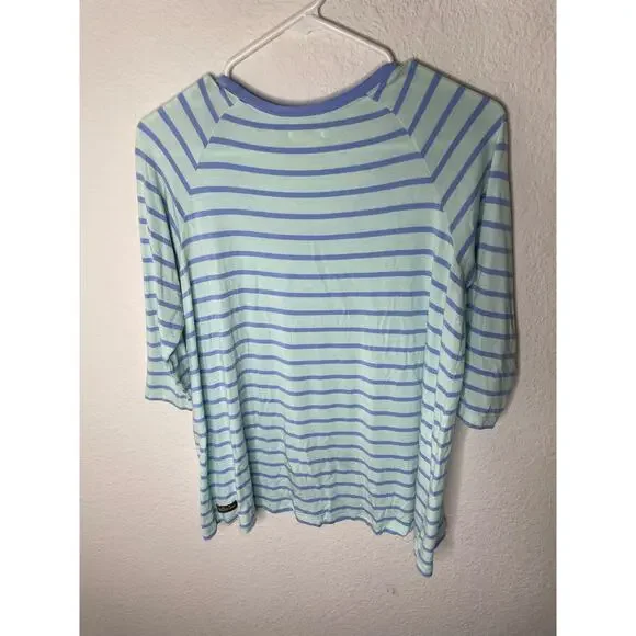 Matilda Jane Womens Small Blue Striped Oversize Tee Top 3/4 Sleeve Scoop Neck - Picture 3 of 6